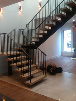 Photograph of straight freestanding stair
